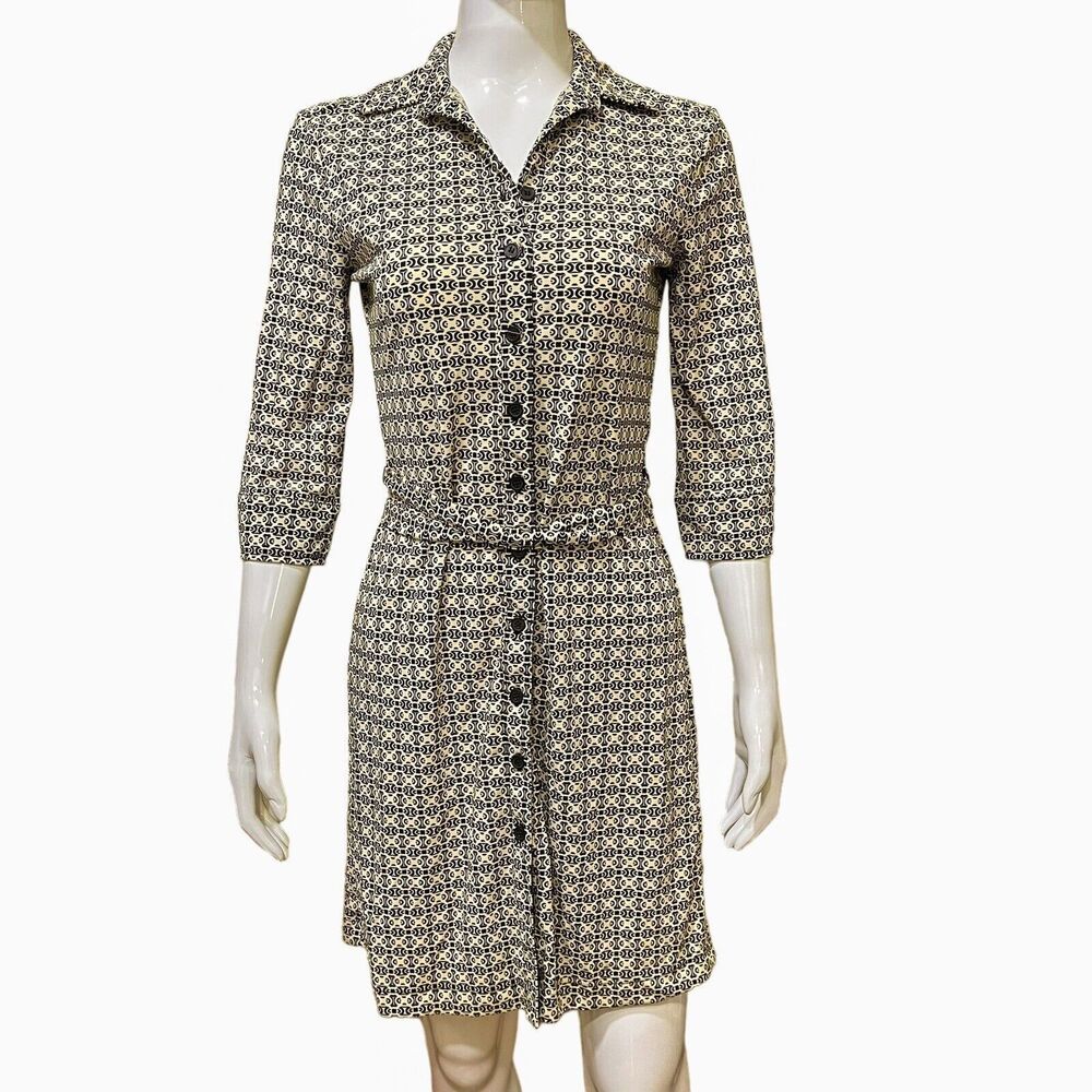 Express Design Studio A-Line 3/4 Sleeve Button Front Dress Belted Sz 3/4 Small